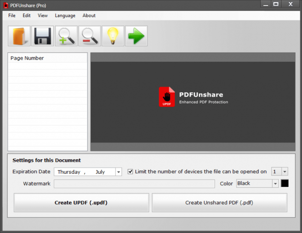 Reezaa PDF Unshare Pro Interface