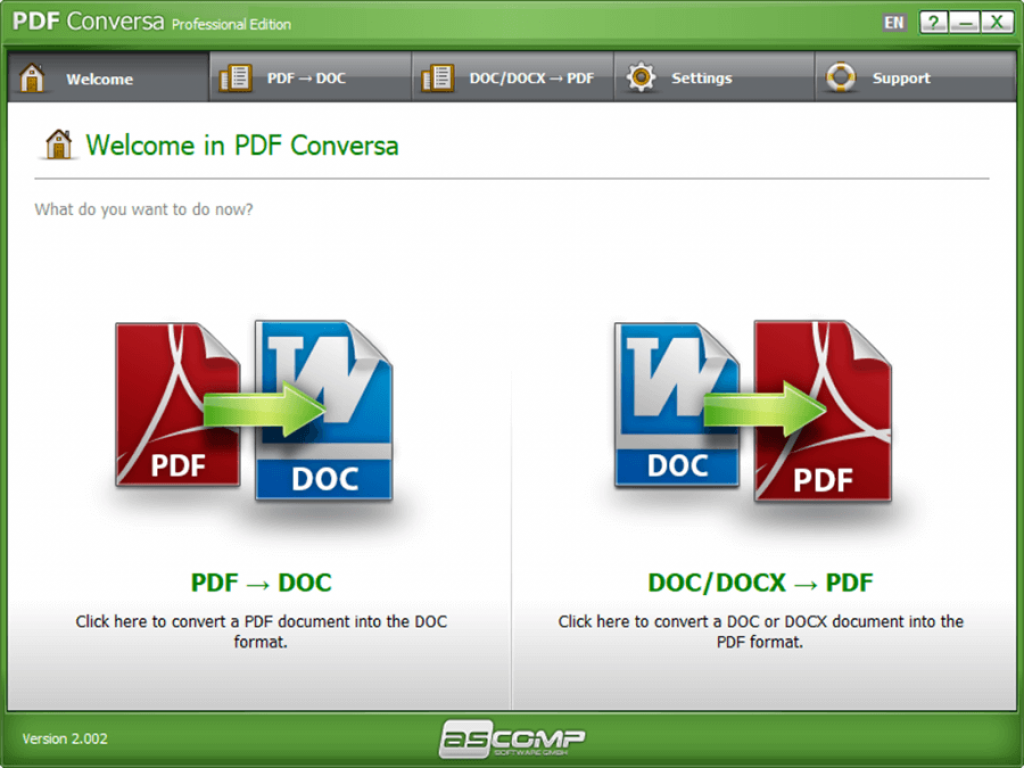 Ascomp PDF Conversa Professional v2.001 Interface