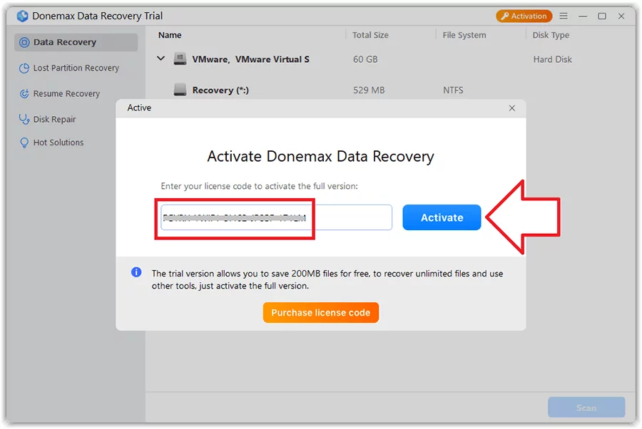 Donemax Data Recovery 1.0 Activating 2