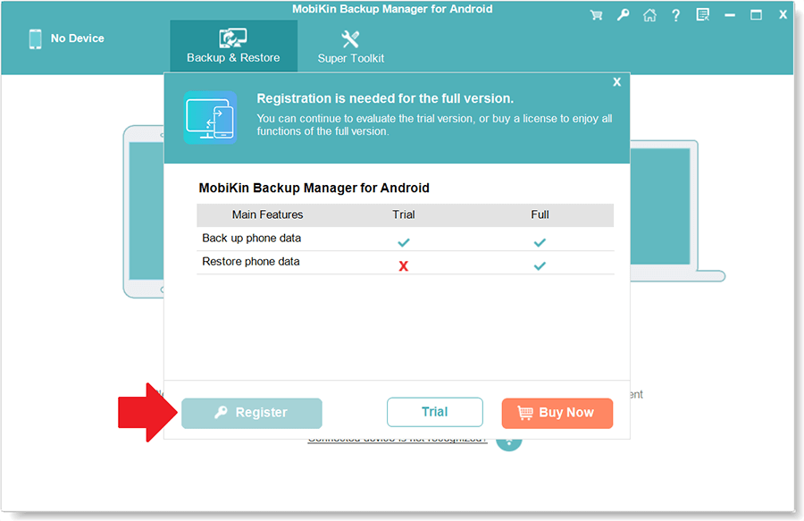 MobiKin Backup Manager for Android 1.2 Activating 2