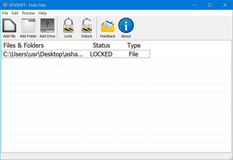 VovSoft Hide Files 6.4 interface