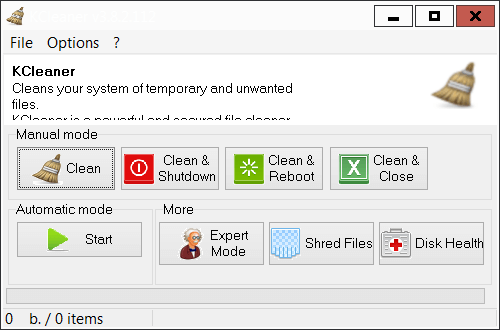KCleaner 3.8.2 Interface