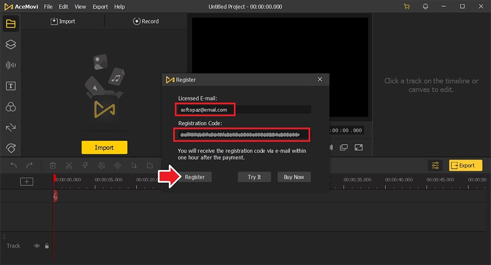 AceMovi Video Editor 4.9v Activating 2 min