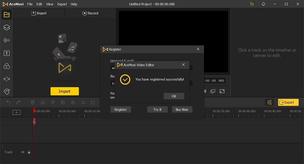 AceMovi Video Editor 4.9v Activating 3 min