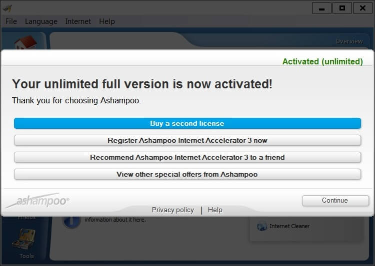 Ashampoo Internet Accelerator 3 Activating 3