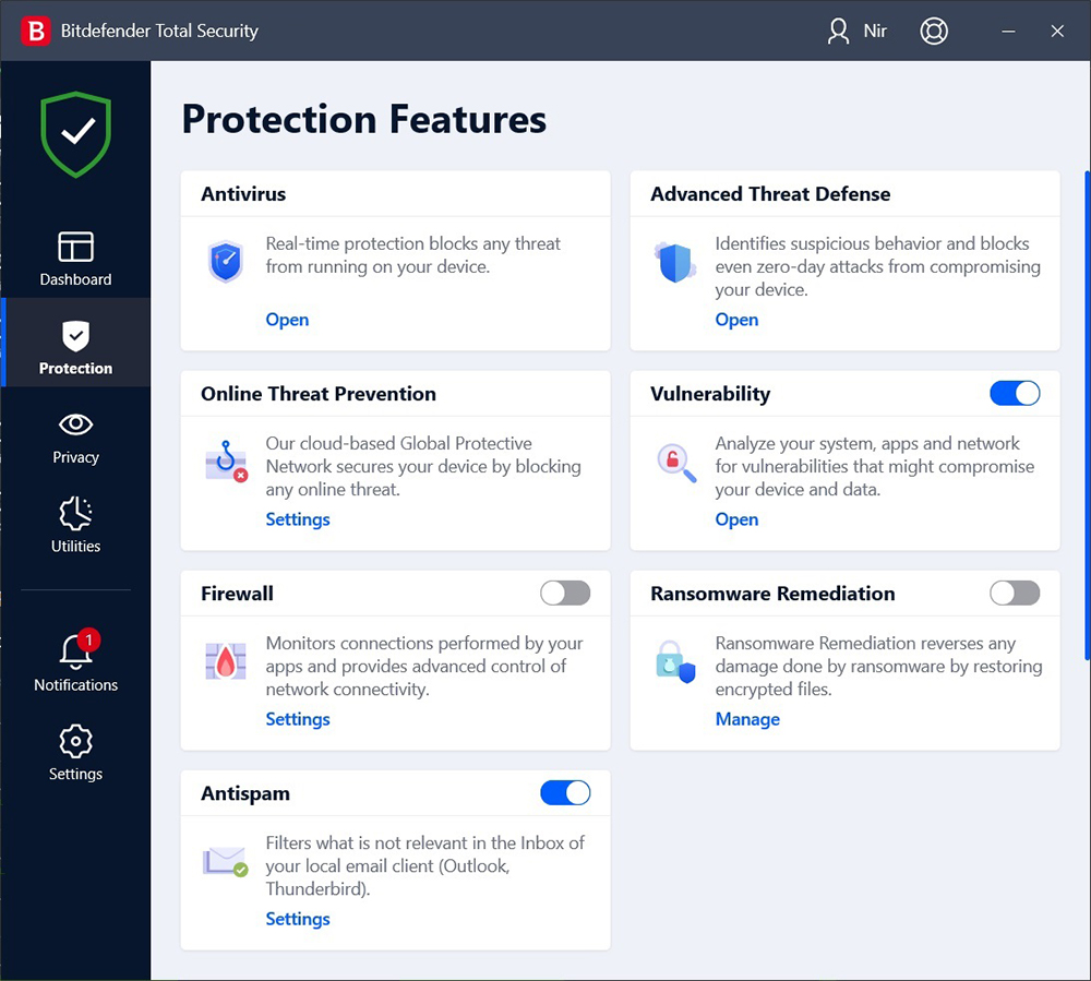 Bitdefender Total Security 2023 Protection Features