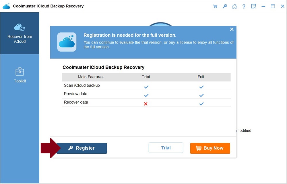 Coolmuster iCloud Backup Recovery Act 2