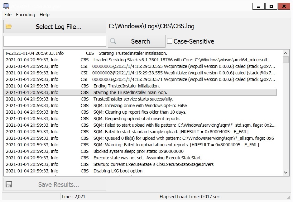 Vovsoft Log Analyzer 2.3v Interface