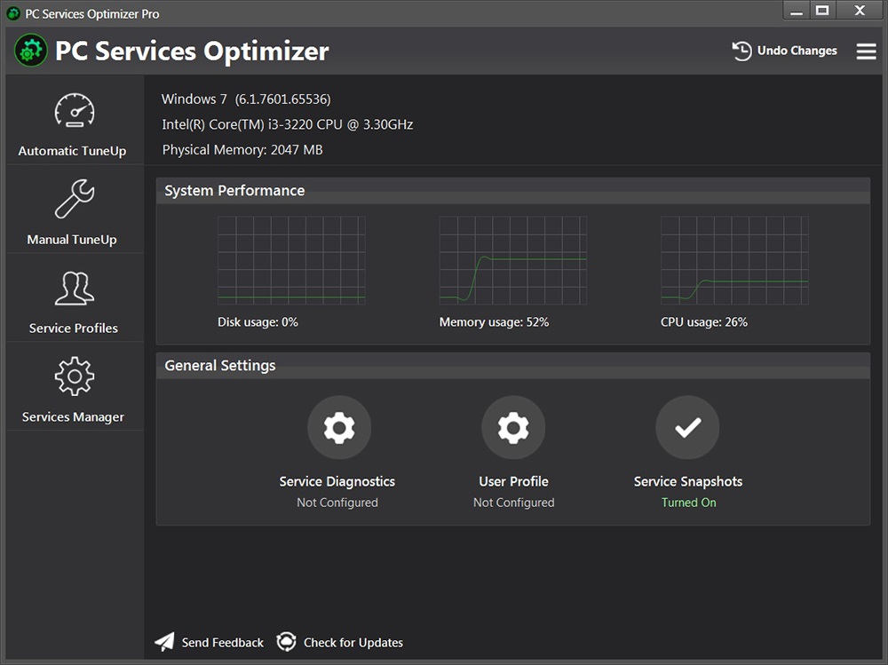 PC Services Optimizer Pro 4 Interface