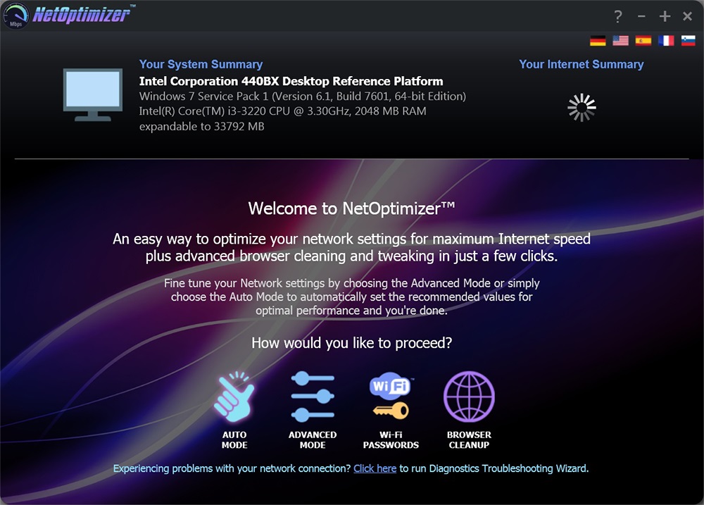 NetOptimizer 4v Interface