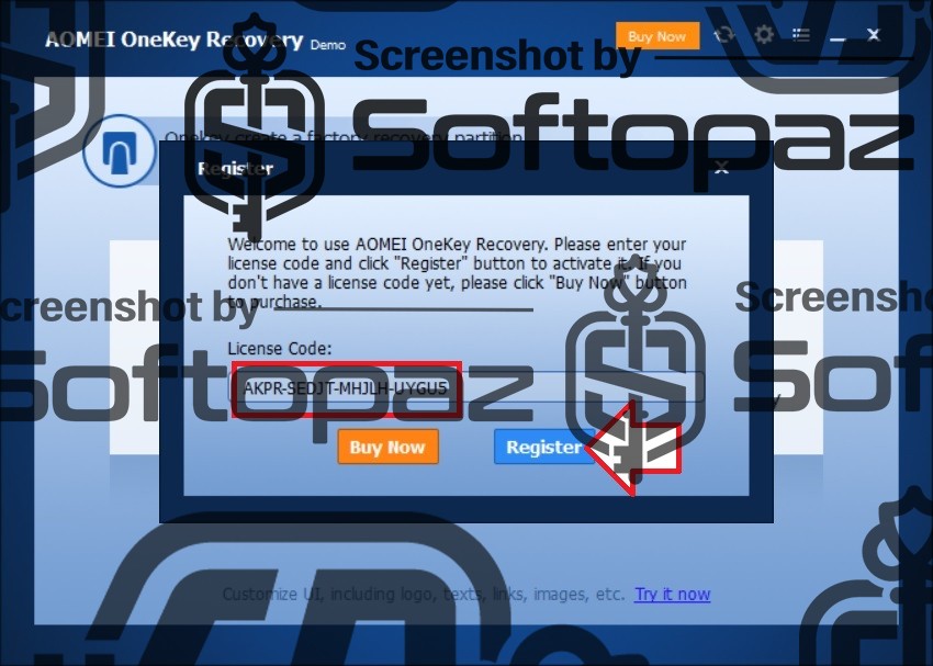 AOMEI OneKey Recovery Pro 1.7v Acti 2