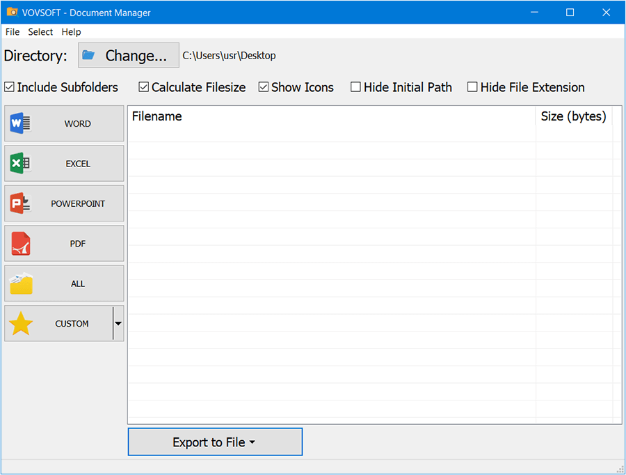 VovSoft document manager 2021 Interface