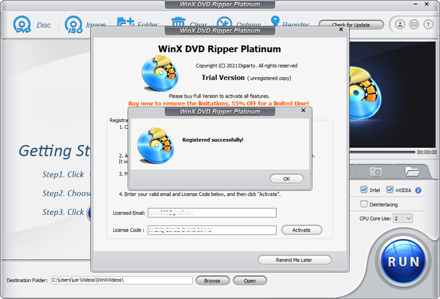 WinX DVD Ripper Platinum 8.2 Activating 3