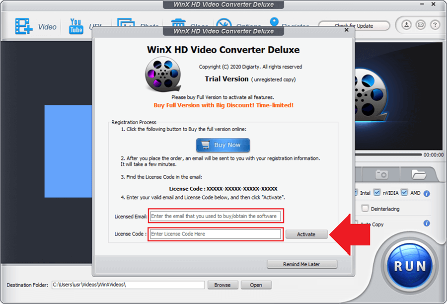WinX HD Video Converter Deluxe 5 Activating 2