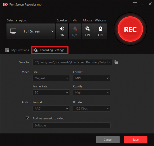 14 iFun Screen Recorder 1 Change Settings