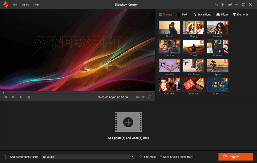 Aiseesoft Slideshow Creator 1.0 Interface