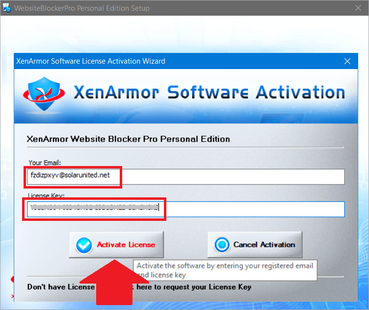 XenArmor Website Blocker Pro Activating 1