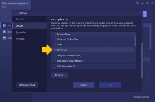 iObit Software Updater PRO 4 Settings Auto Update List Review