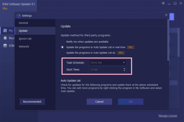 iObit Software Updater PRO 4 Settings Update Method Review