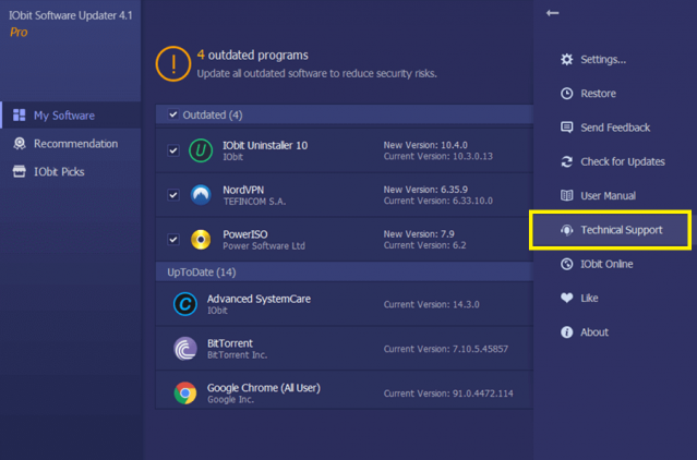 iObit Software Updater PRO 4 iObits Tech Support review