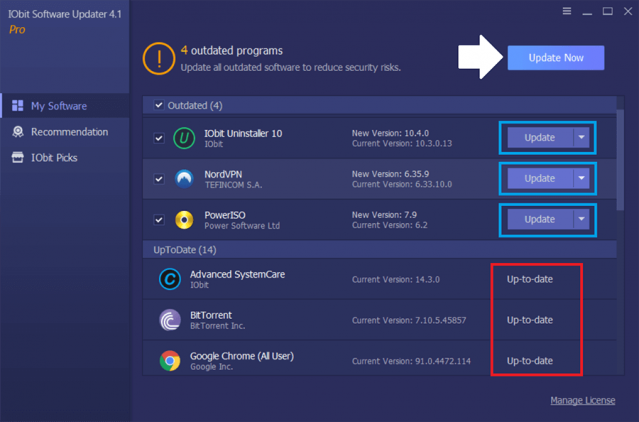 iObit Software Updater PRO 4 my software tab review