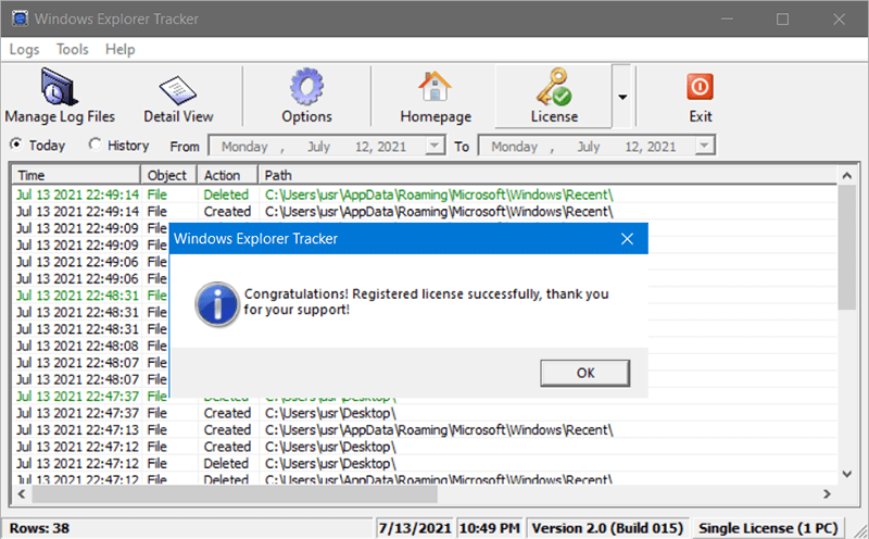 TriSun Windows Explorer Tracker 2.0 Activating 5