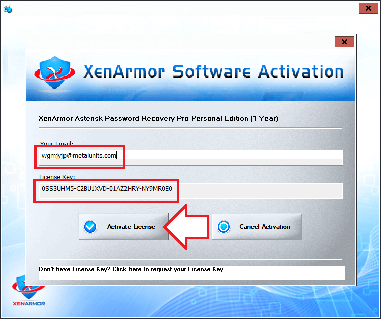 XenArmor Asterisk Password Recovery Pro Activating 1