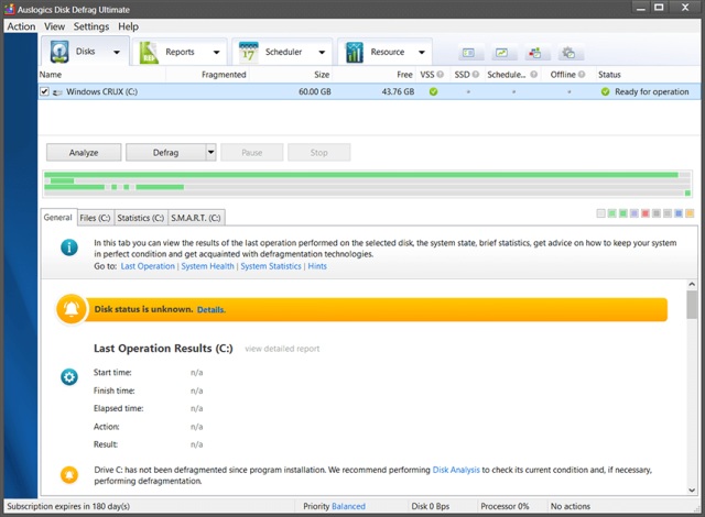 Auslogics Disk Defrag Ultimate 4 Interface
