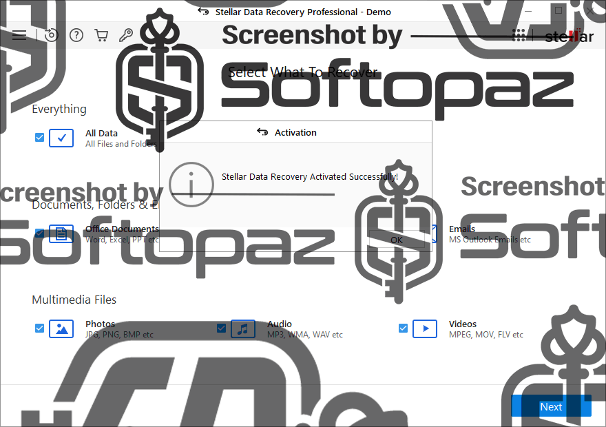 Stellar Data Recovery Professional 10 Activating 3