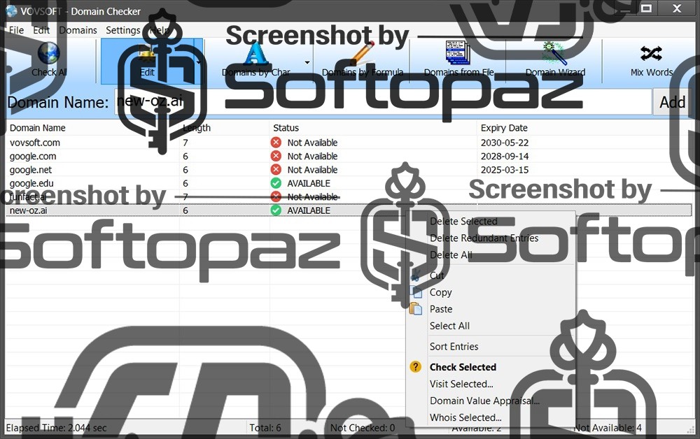 VovSoft Domain Checker
- Interface