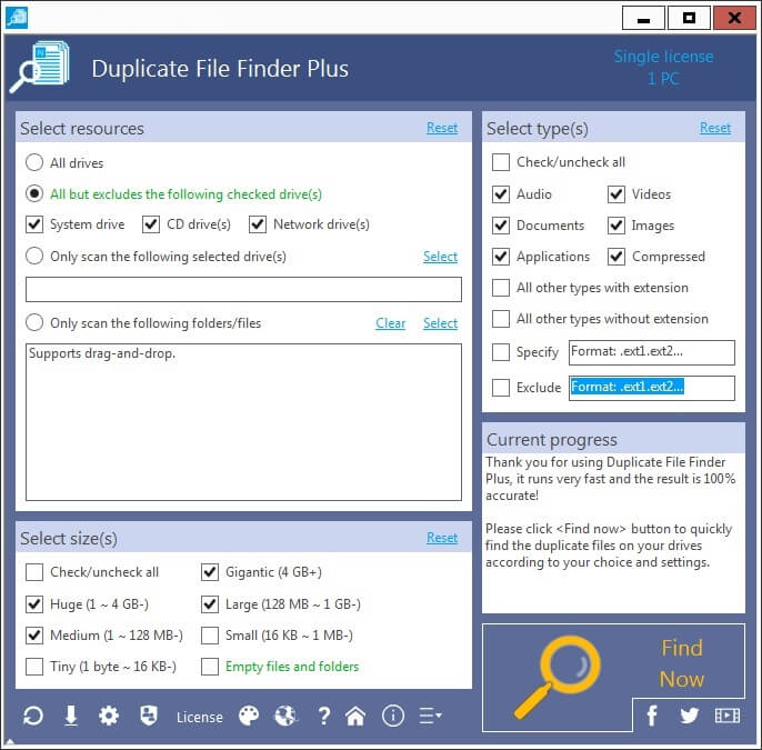 Duplicate File Finder Plus 21v Interface