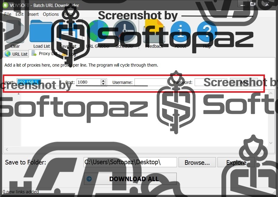 VovSoft Batch URL Downloader - Proxy Settings