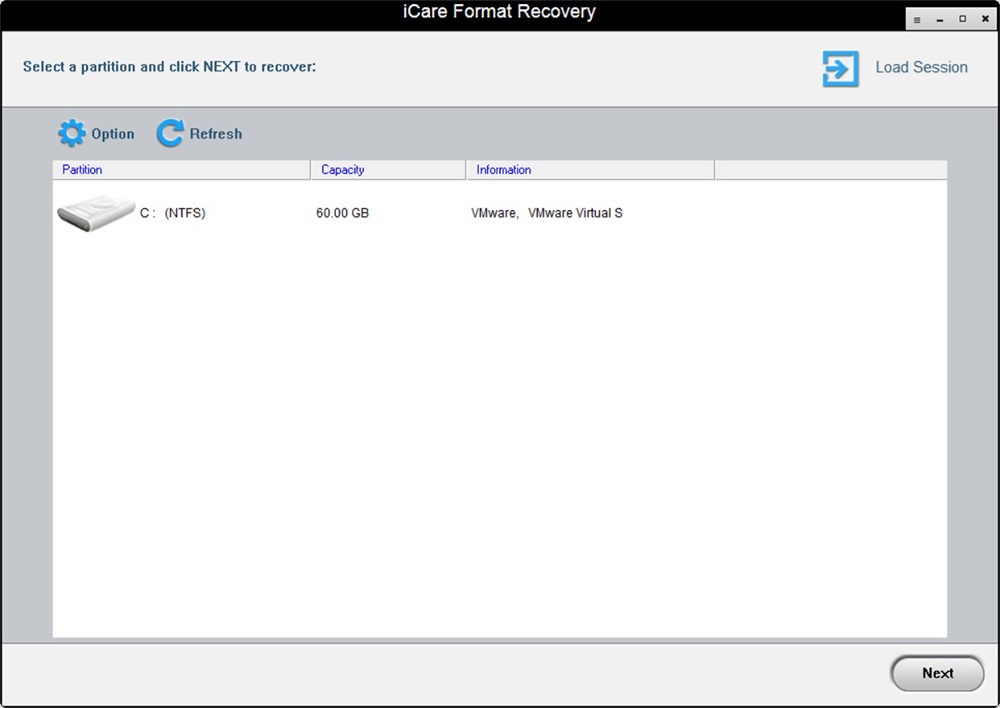 iCare Format Recovery 6.2v Interface