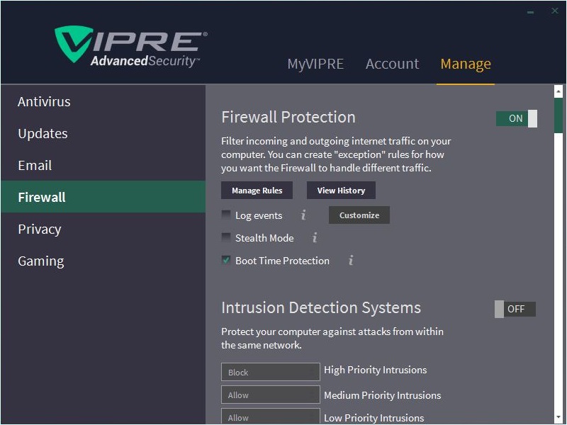 vipre advanced security for home 12v Firewall