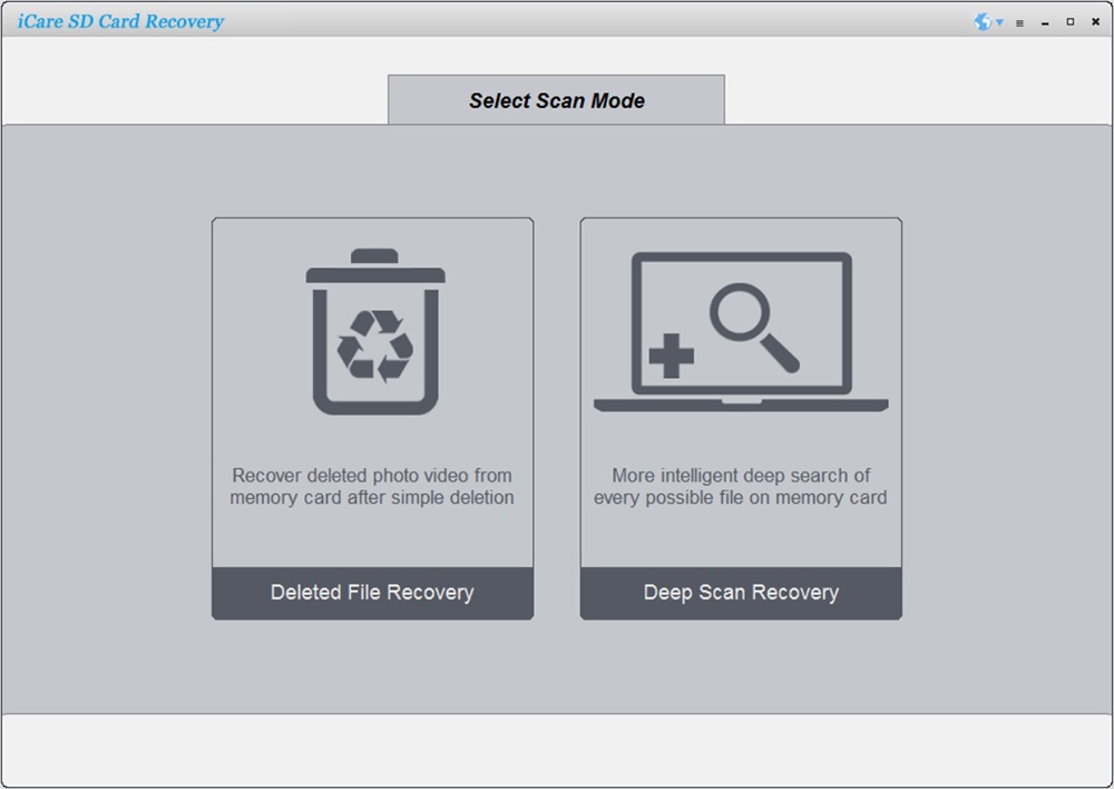iCare SD Memory Card Recovery Pro 4v Interface