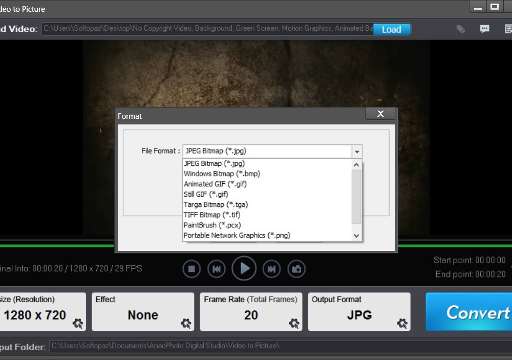 WonderFox Video to Picture Converter - Output Formats