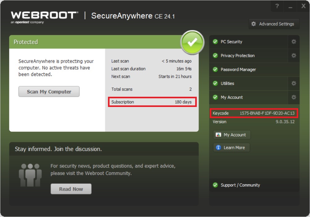 Webroot SecureAnywhere AntiVirus 9v Acti