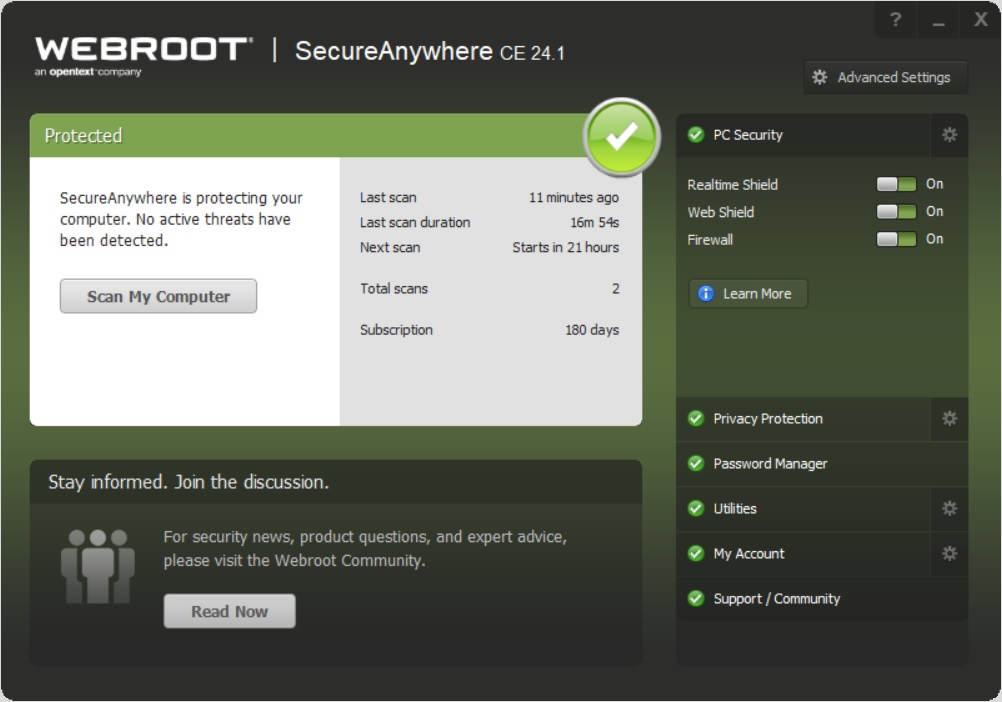 Webroot SecureAnywhere AntiVirus 9v InterF