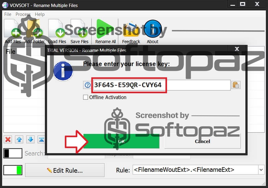 VovSoft Rename Multiple Files Activating 2