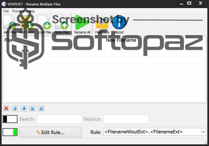 VovSoft Rename Multiple Files - Interface