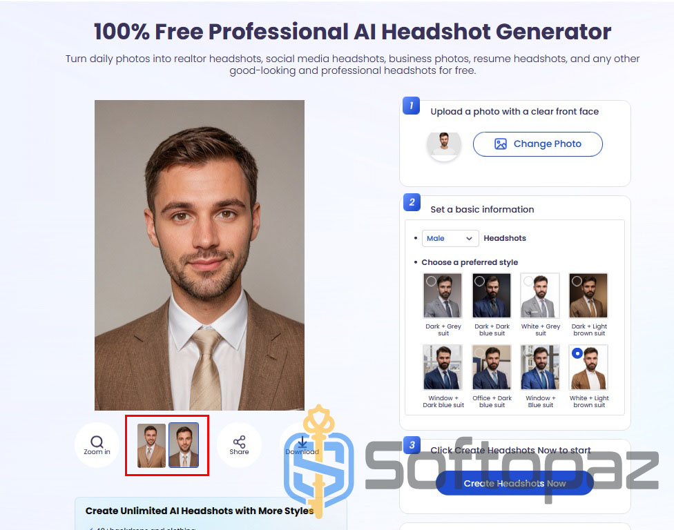 Vidnoz AI Headshot Generator FREE Step 4