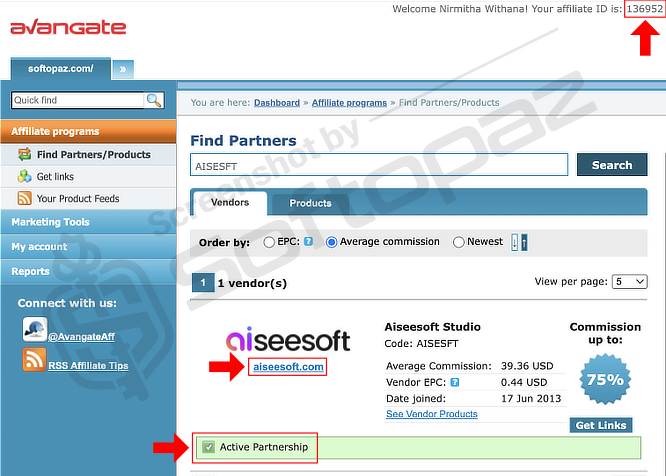 Aiseesoft & Softopaz Affiliate Partnership on Avangate - Proof