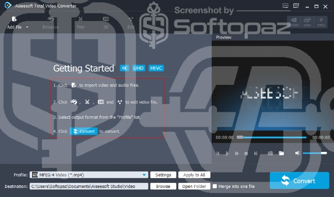 Aiseesoft total video converter Interface