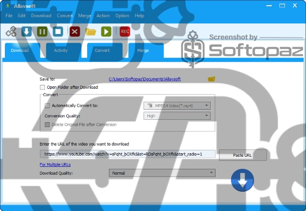 Allavsoft downloader Interface