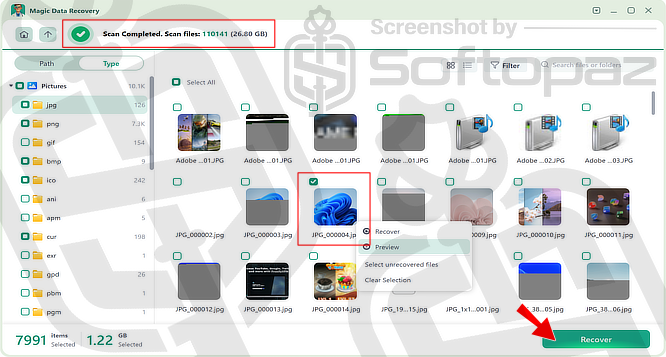 Magic Data Recovery Pro Recovering