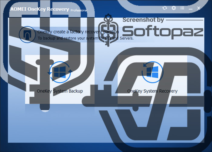 AOMEI OneKey Recovery Professional - Interface