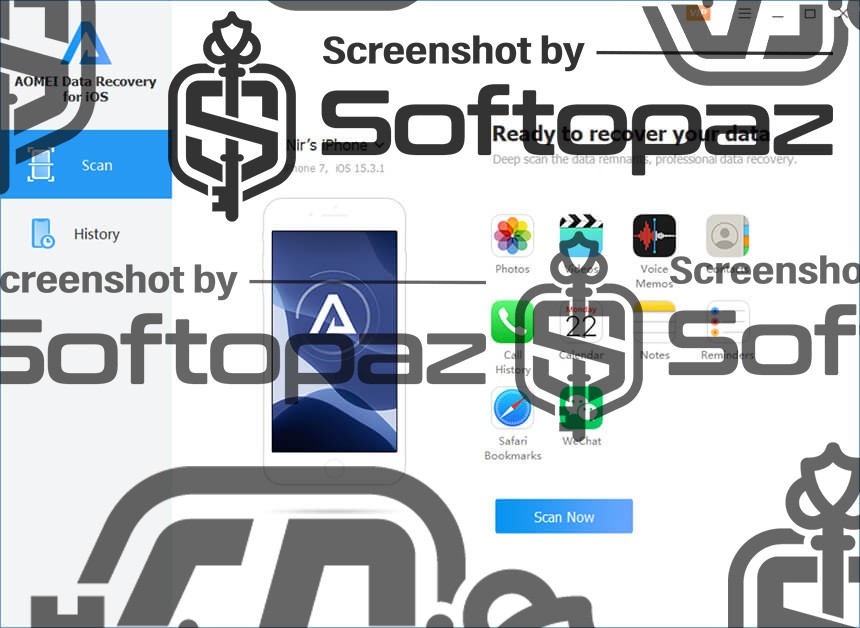AOMEI Data Recovery for iOS UI