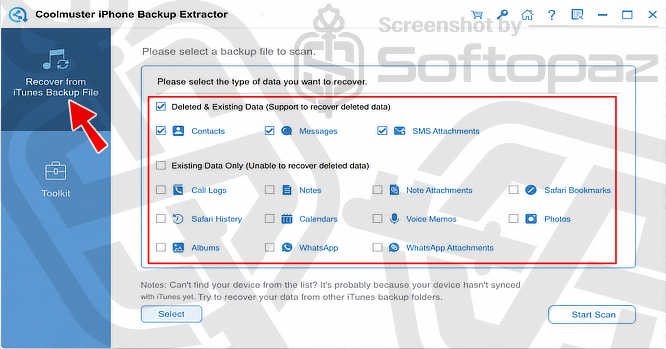 Coolmuster iPhone Backup Extractor File Types