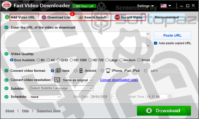Fast Video Downloader Interface