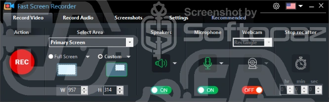 Fast screen recorder ui
